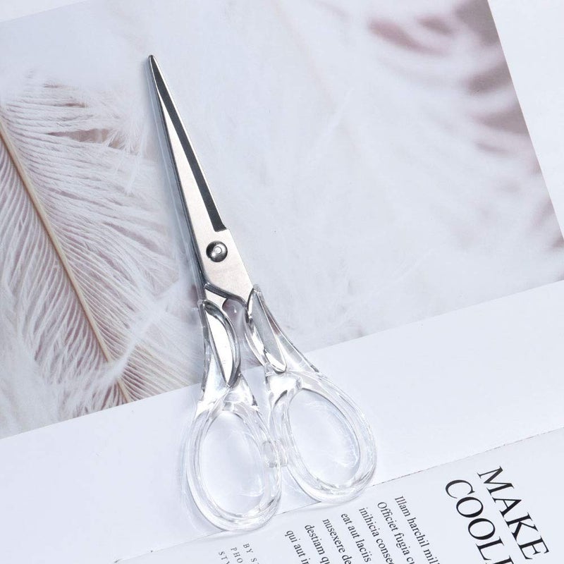 MultiBey Classic Clear Silver Type2 Scissors, 6.5" Heavy Duty Multipurpose, Stainless Steel & Acrylic, Ambidextrous - Image 2
